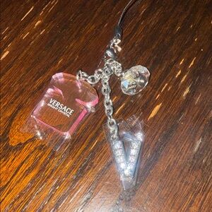 Versace Pink and Silver Cellphone Charm Keychain